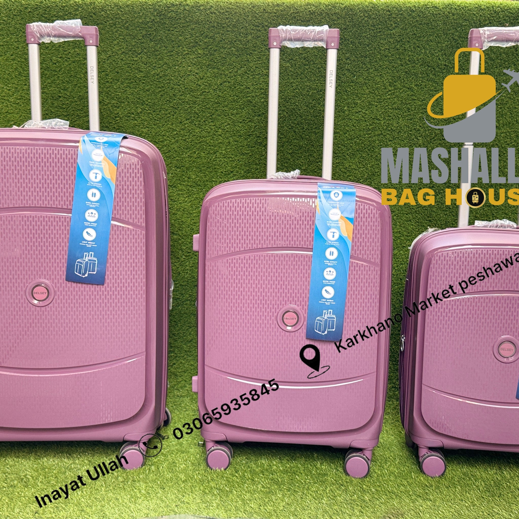 Delsey Trolley Case 3pics Luggage Set 100%Pp Material Anti Theft Zippers