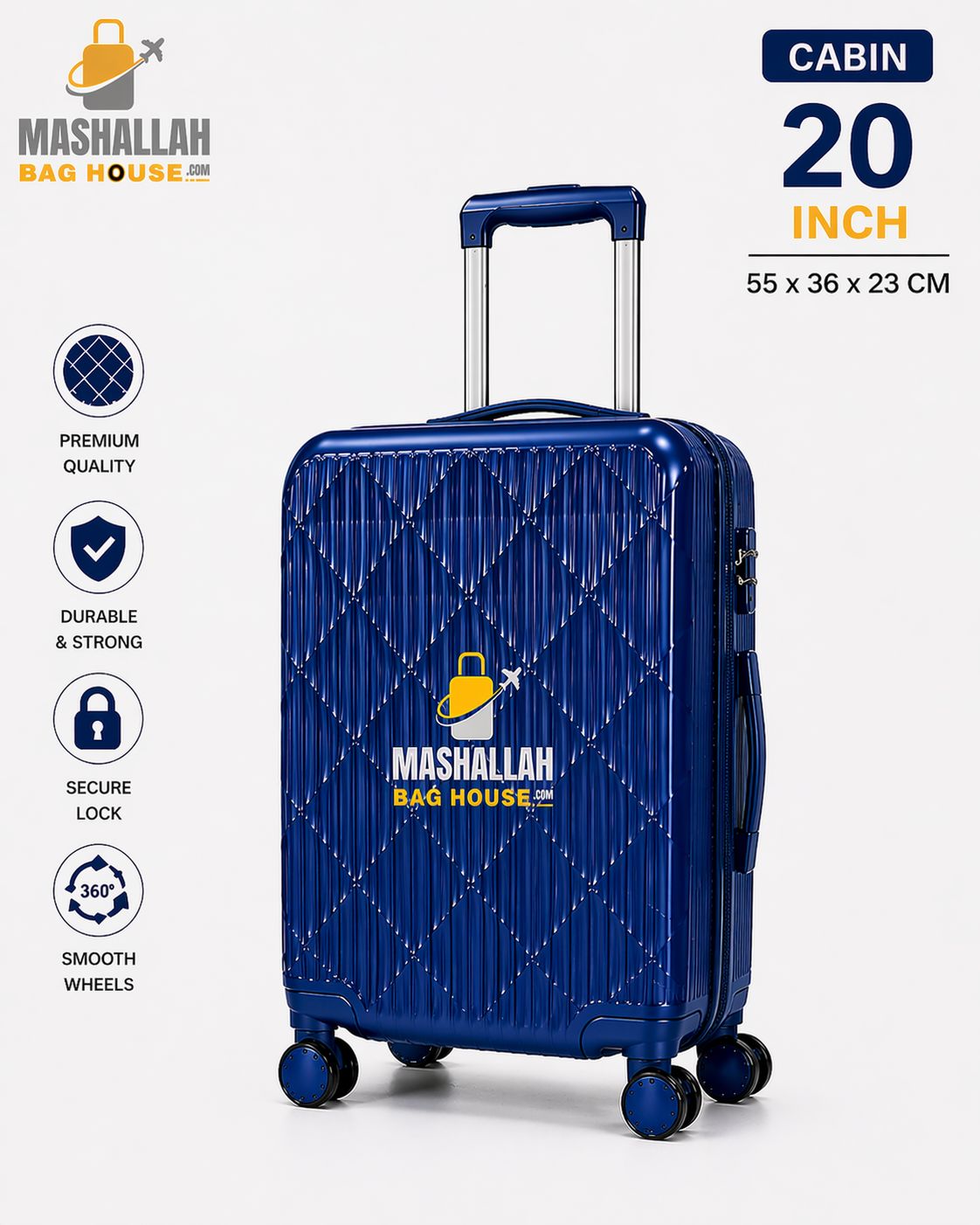 Royal Glide 3-Piece ABS Luggage Set - Impact Resistant, Lightweight