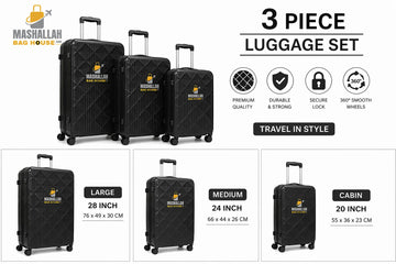 Royal Glide 3-Piece ABS Luggage Set - Impact Resistant, Lightweight