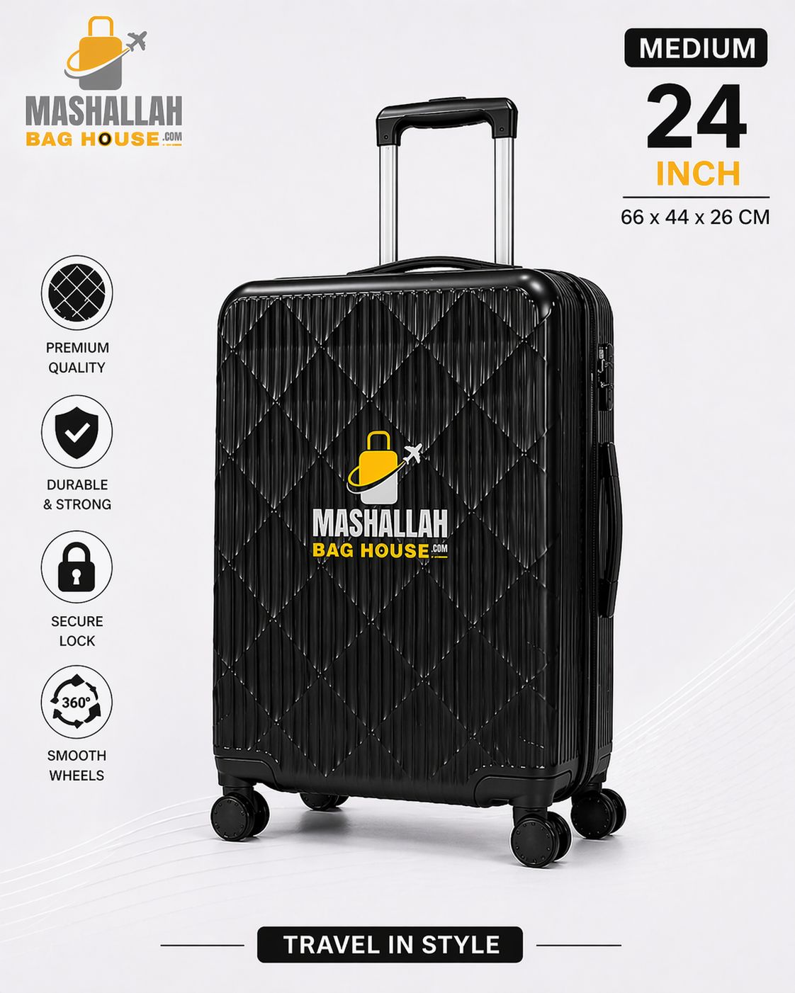 Royal Glide 3-Piece ABS Luggage Set - Impact Resistant, Lightweight
