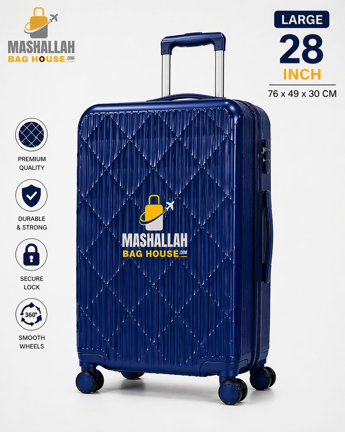 Royal Glide 3-Piece ABS Luggage Set - Impact Resistant, Lightweight