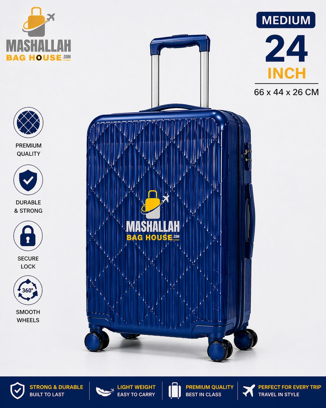Royal Glide 3-Piece ABS Luggage Set - Impact Resistant, Lightweight