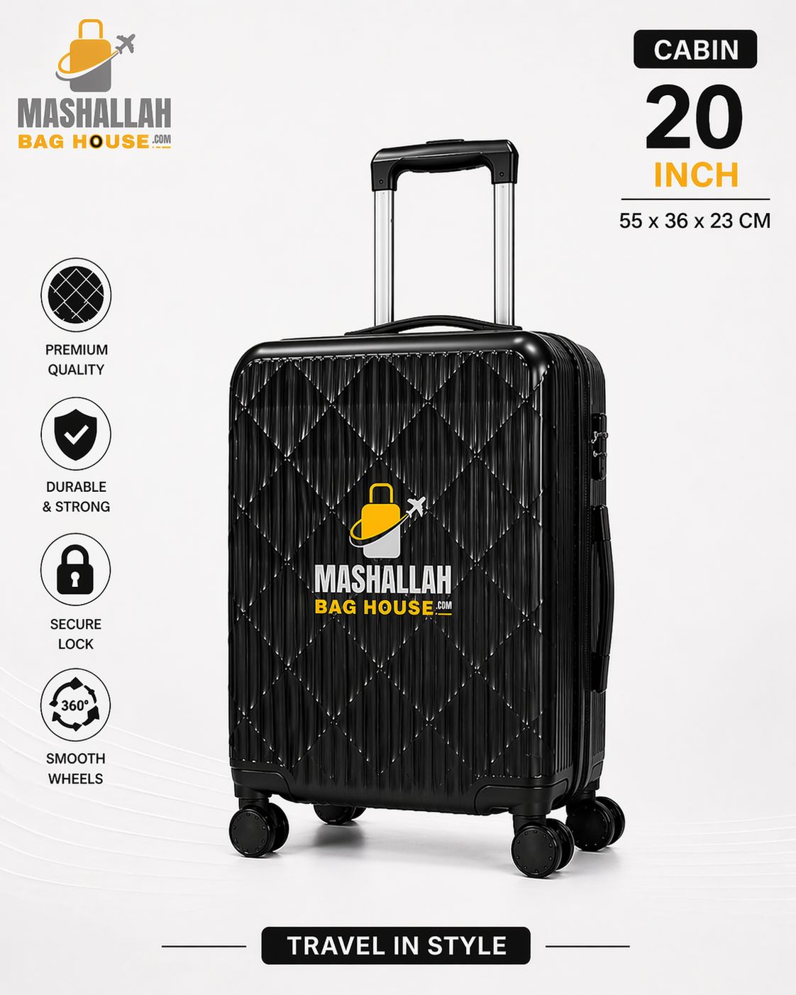 Royal Glide 3-Piece ABS Luggage Set - Impact Resistant, Lightweight