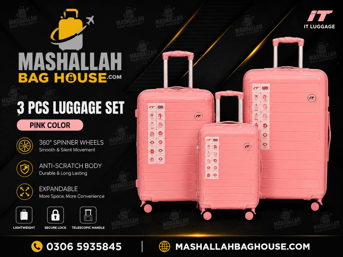 IT Premium 3 PCS Unbreakable Luggage Set ✈️