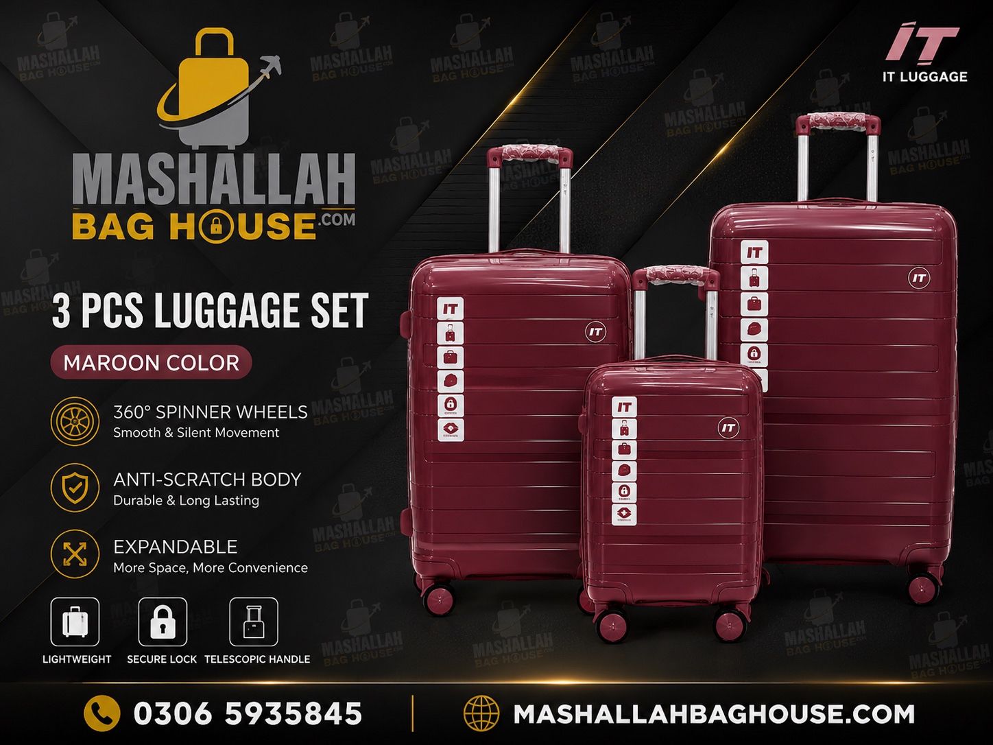 IT Premium 3 PCS Unbreakable Luggage Set ✈️