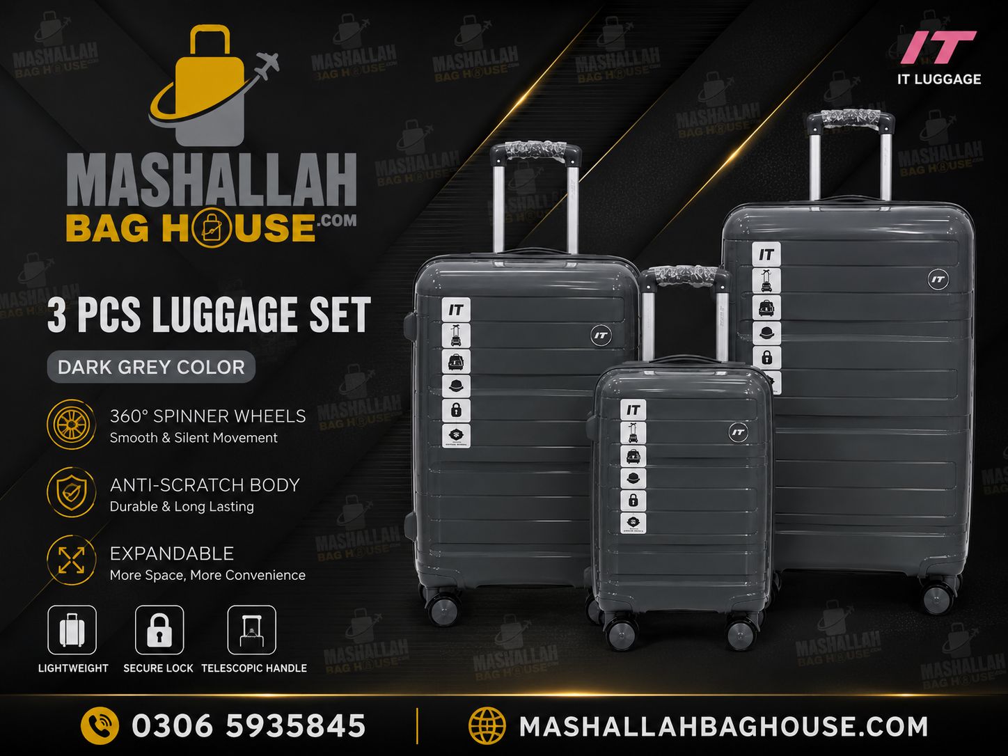 IT Premium 3 PCS Unbreakable Luggage Set ✈️