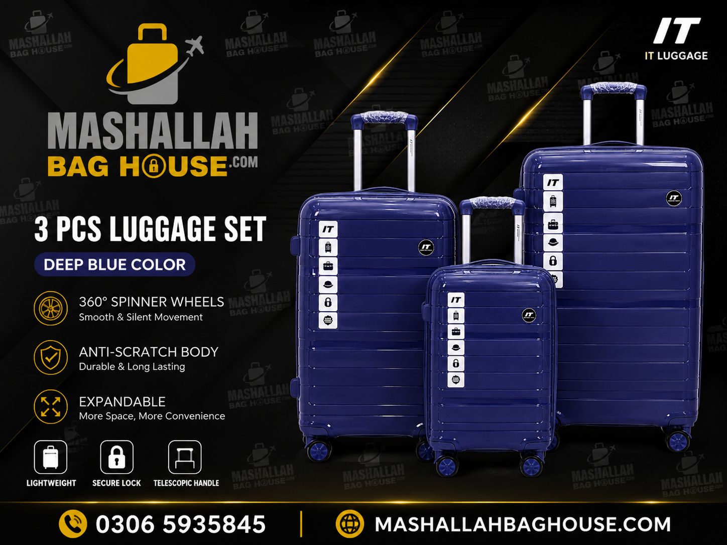 IT Premium 3 PCS Unbreakable Luggage Set ✈️