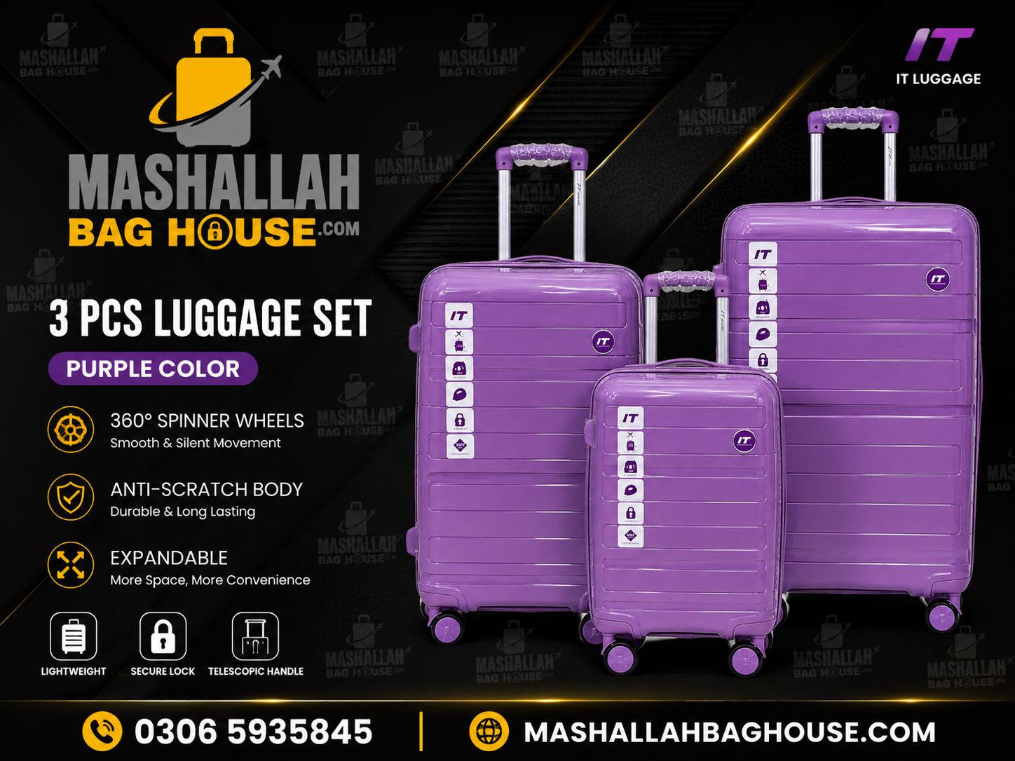 IT Premium 3 PCS Unbreakable Luggage Set ✈️