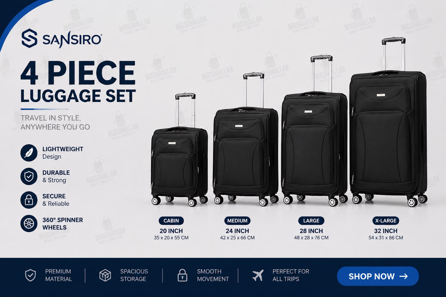 Travel Tough. Pack More. – Sansiro 4PCS Luggage Set