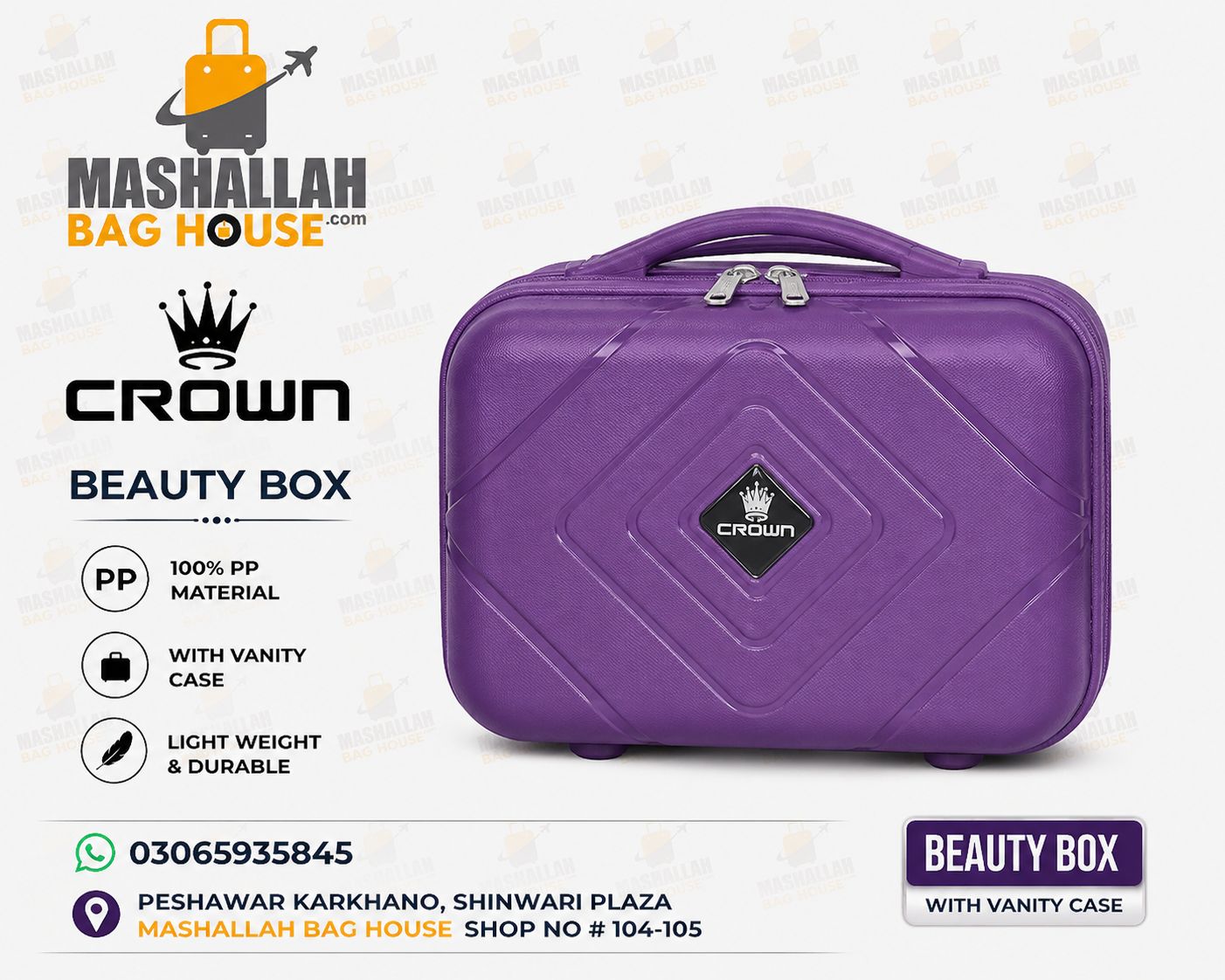 Crown Premium PP Beauty Case – Lightweight