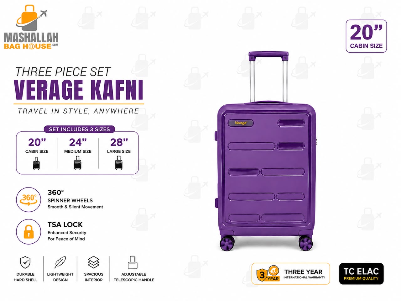 Verage Kafni Premium 3-Piece Luggage