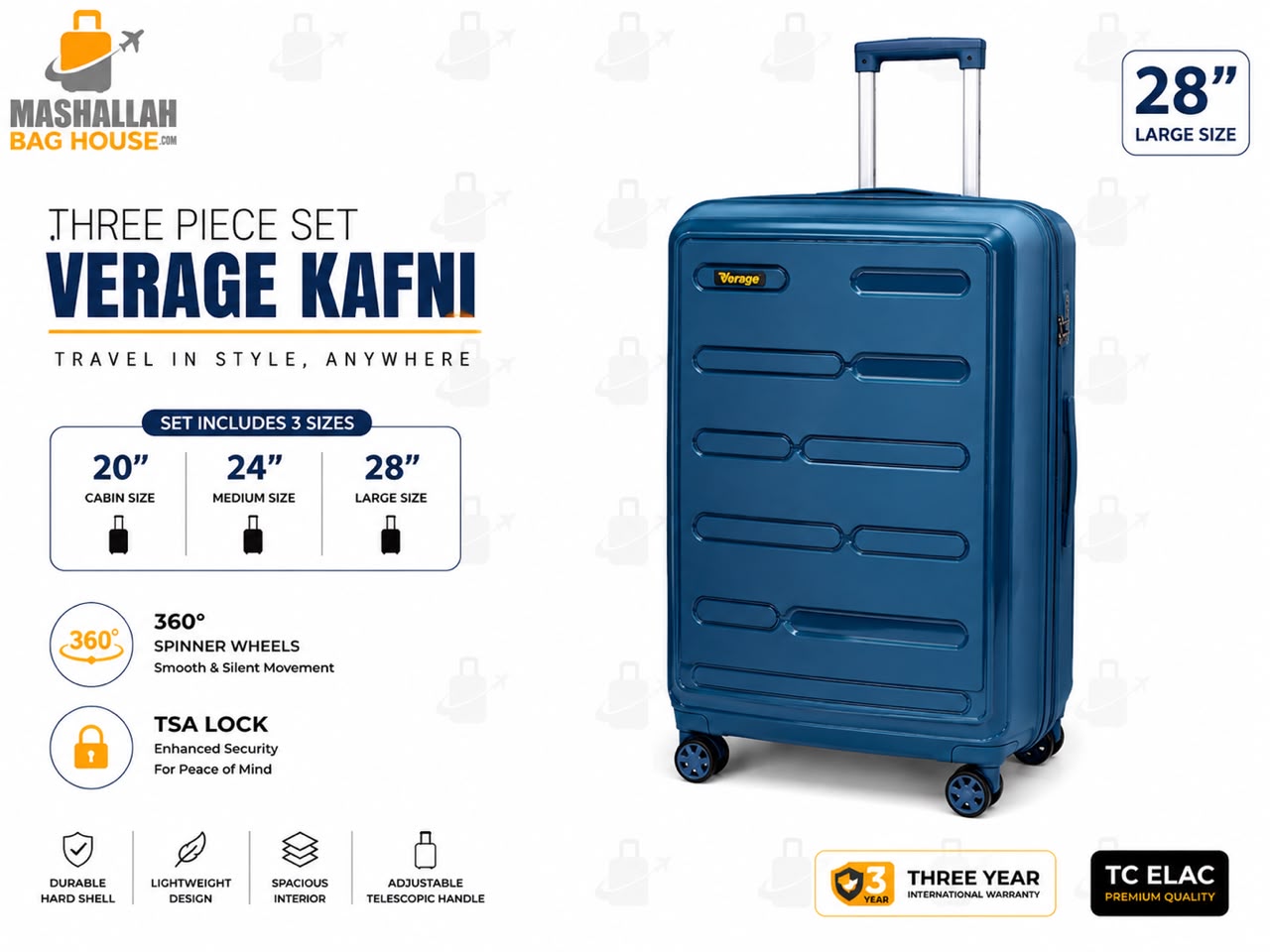 Verage Kafni Premium 3-Piece Luggage