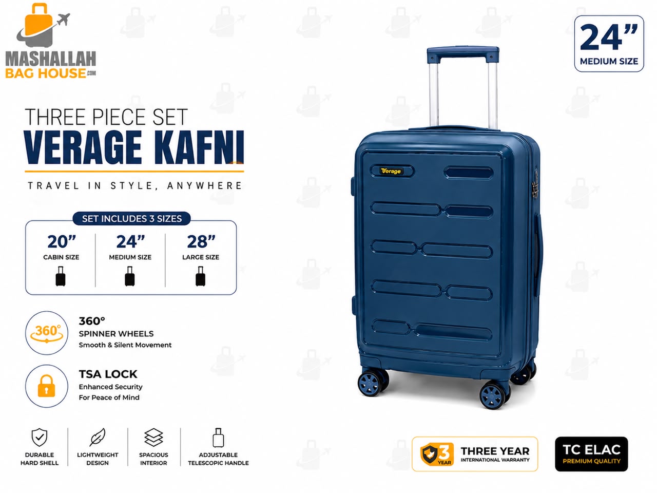 Verage Kafni Premium 3-Piece Luggage