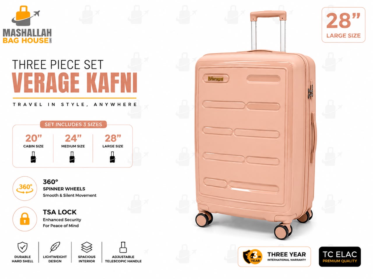 Verage Kafni Premium 3-Piece Luggage