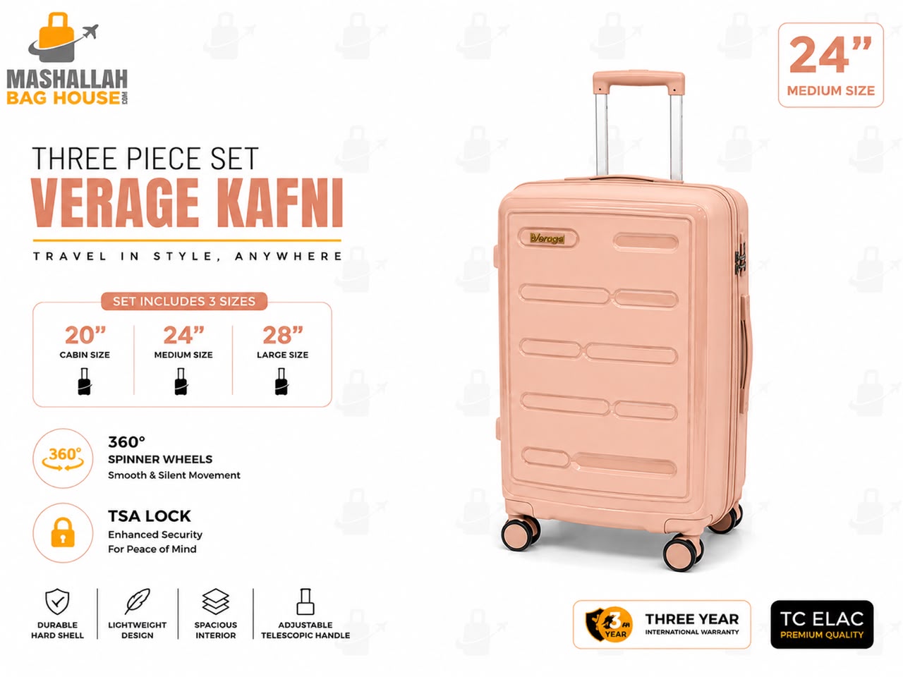 Verage Kafni Premium 3-Piece Luggage