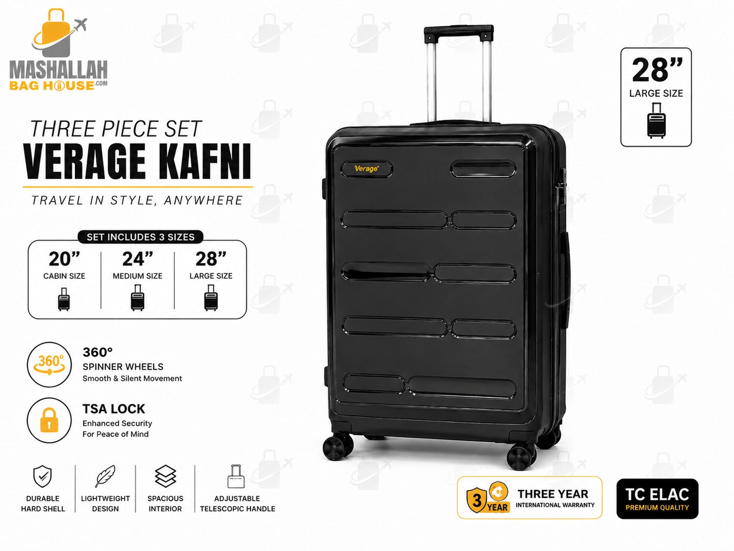 Verage Kafni Premium 3-Piece Luggage