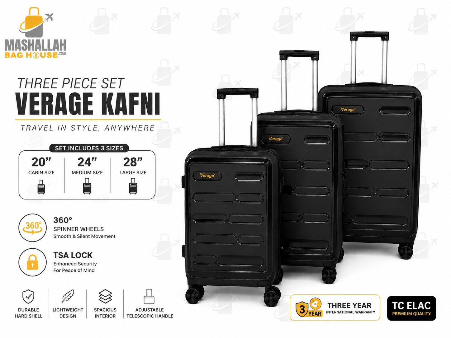 Verage Kafni Premium 3-Piece Luggage