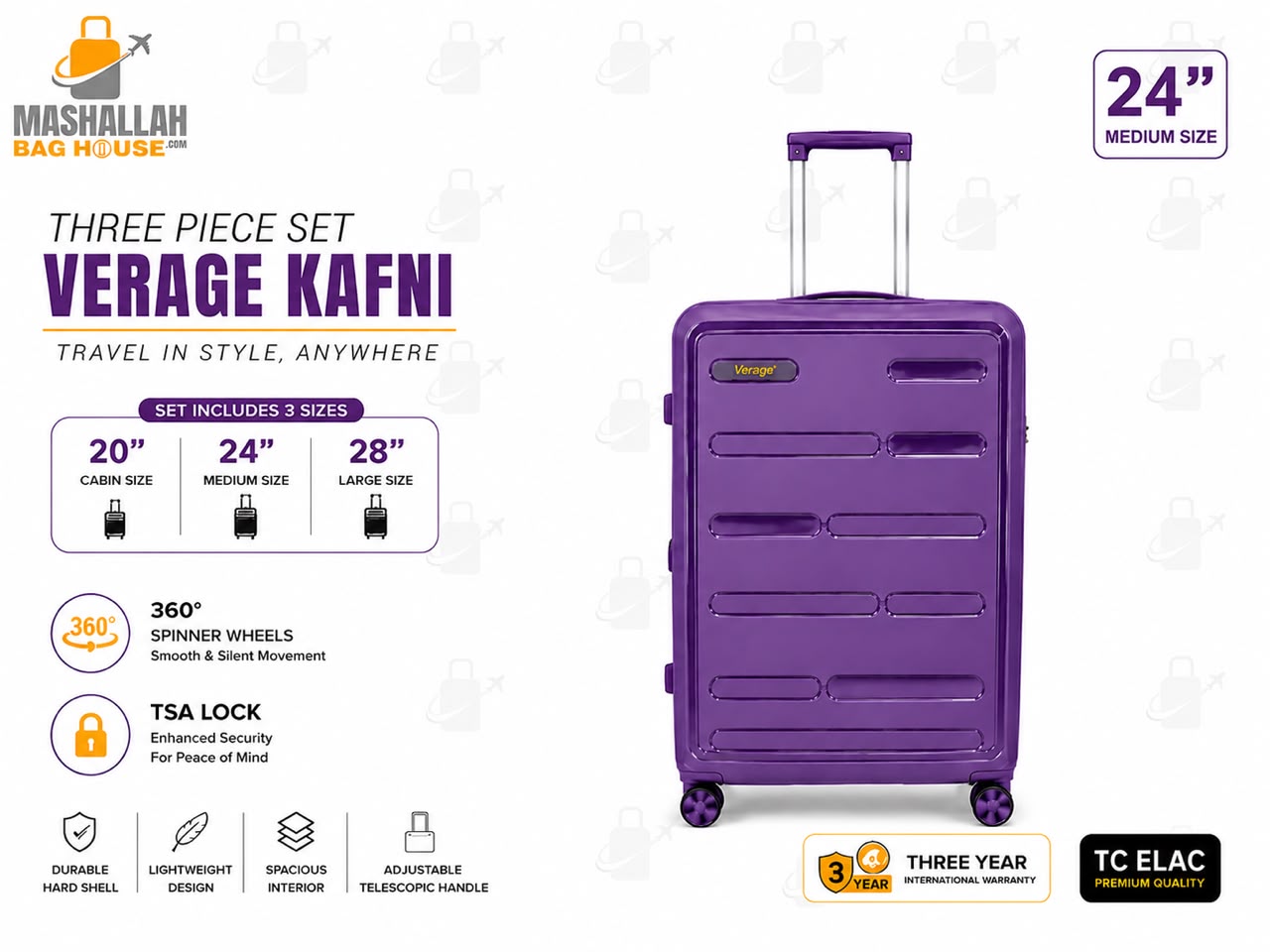 Verage Kafni Premium 3-Piece Luggage