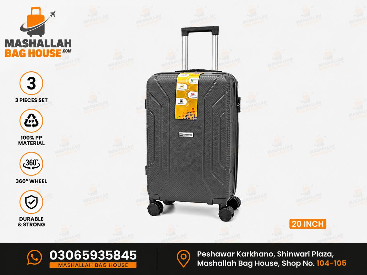 Crocodile Premium PP 3-Piece Luggage Set – Unbreakable