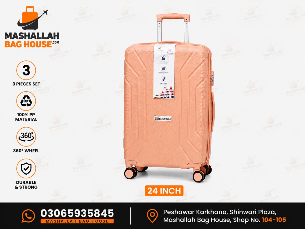 Crocodile Premium PP 3-Piece Luggage Set – Unbreakable