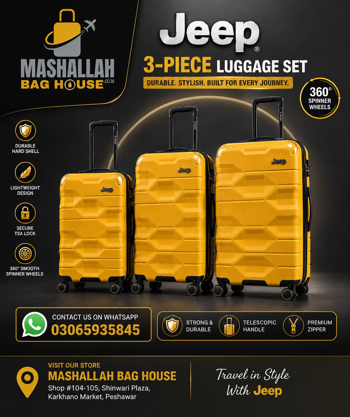 JEEP™ Premium 3-Piece Hard Shell Luggage