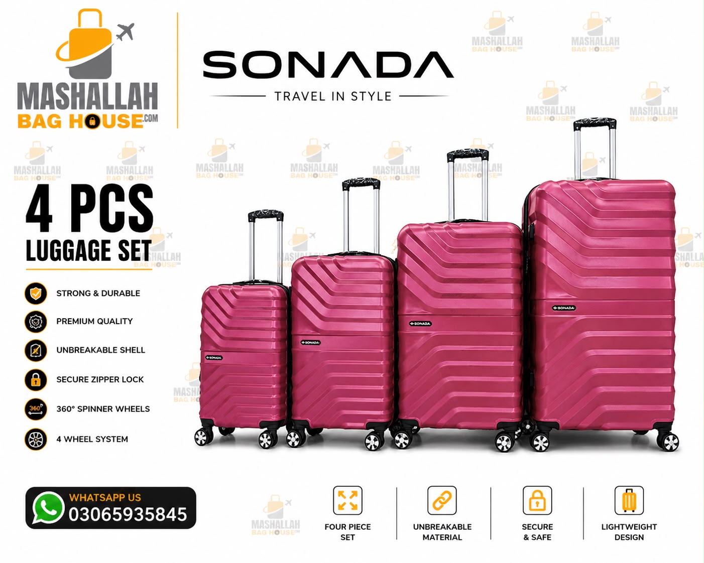 SONADA™ Signature Collection 4-Piece Premium Luggage