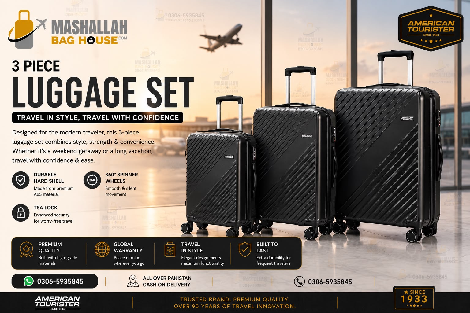American Tourister 3-Piece ABS Hard Shell