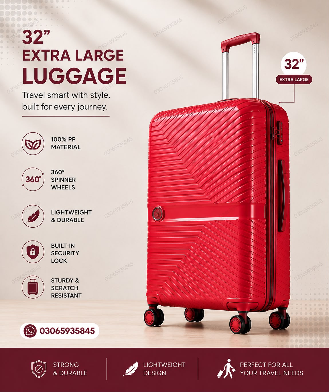 Leaves King 4 Piece PP Hard Shell Luggage Set