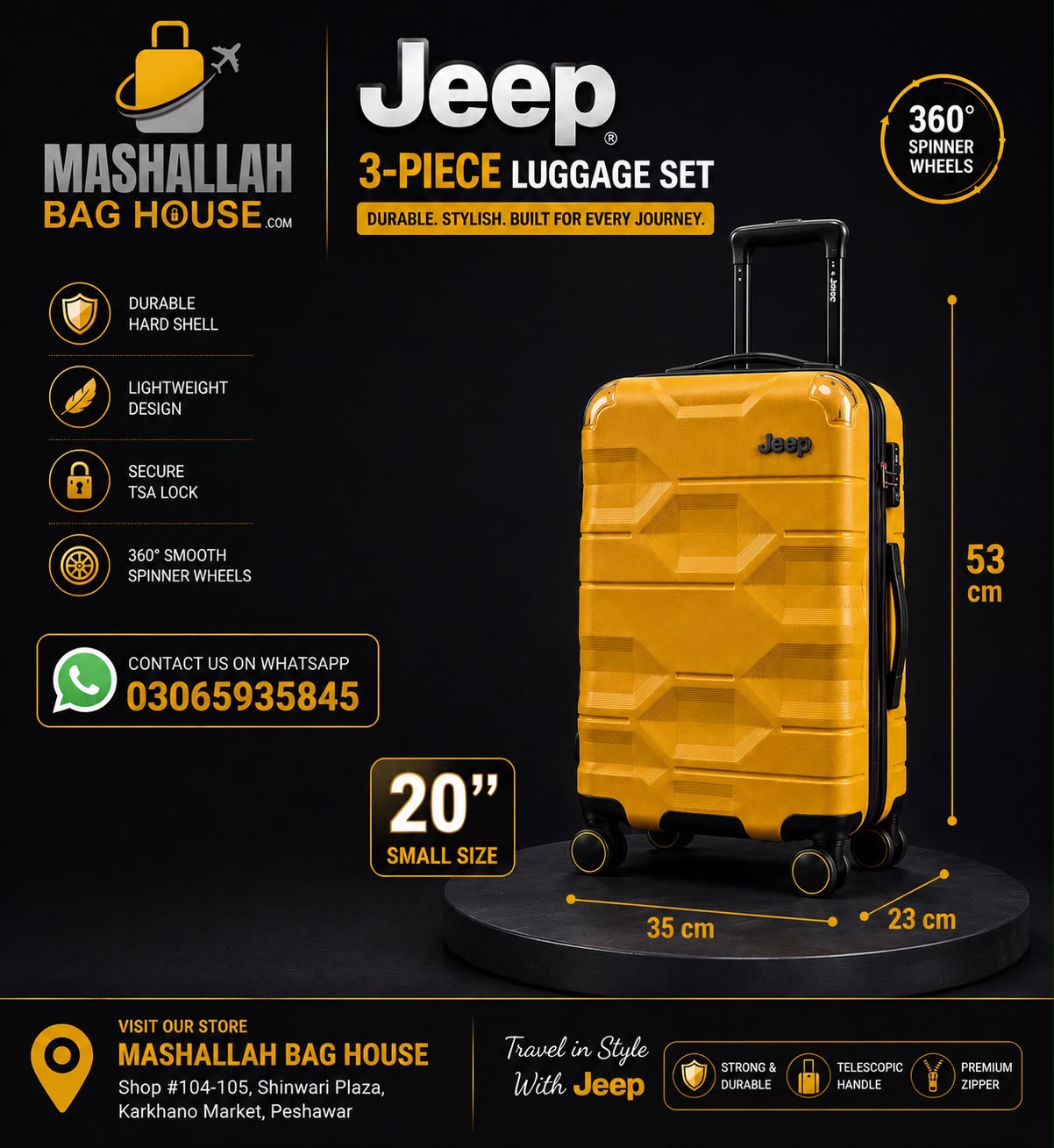 Jeep 2 Piece Hard Shell Luggage