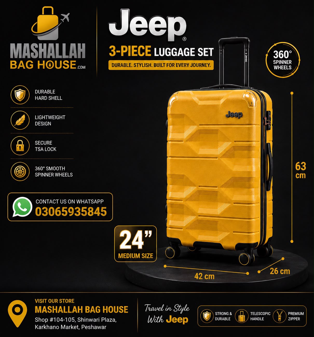 Jeep 2 Piece Hard Shell Luggage