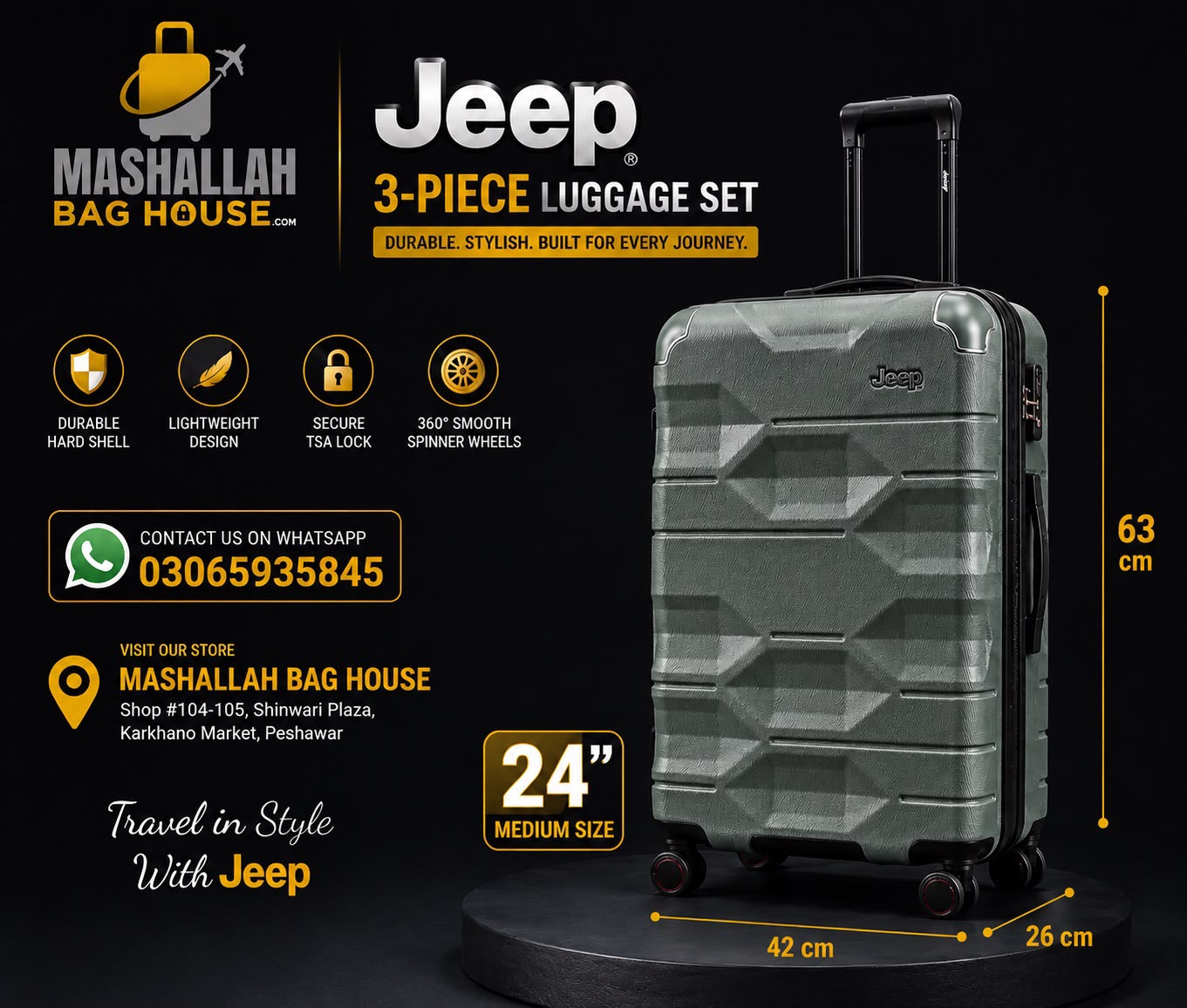 Jeep 2 Piece Hard Shell Luggage