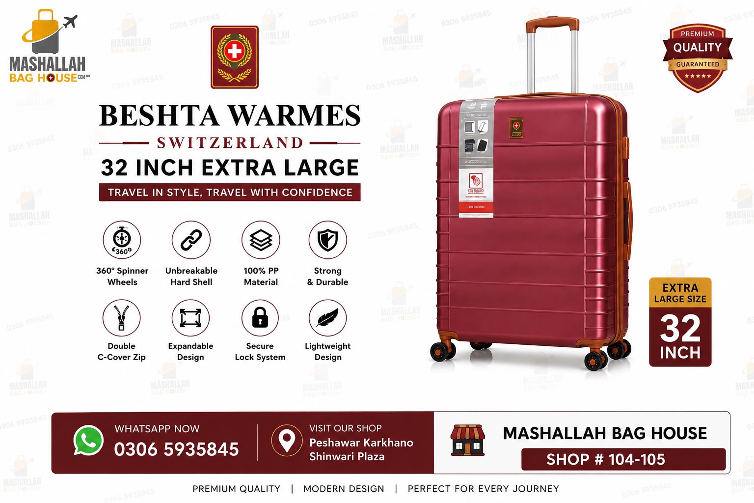 Beshta Warmes Switzerland – 4 Piece Hardshell Luggage Set