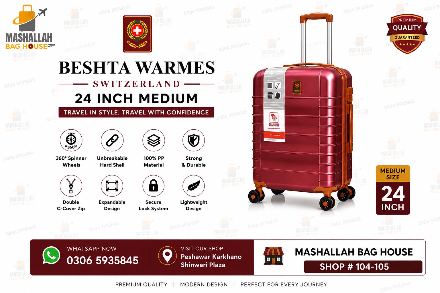 Beshta Warmes Switzerland – 4 Piece Hardshell Luggage Set