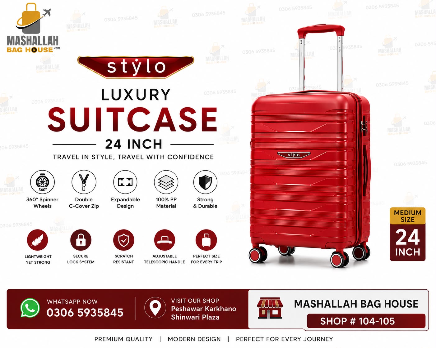 Stylo 3P Luxury Suitcase Set – 3 Piece Hardshell Luggage