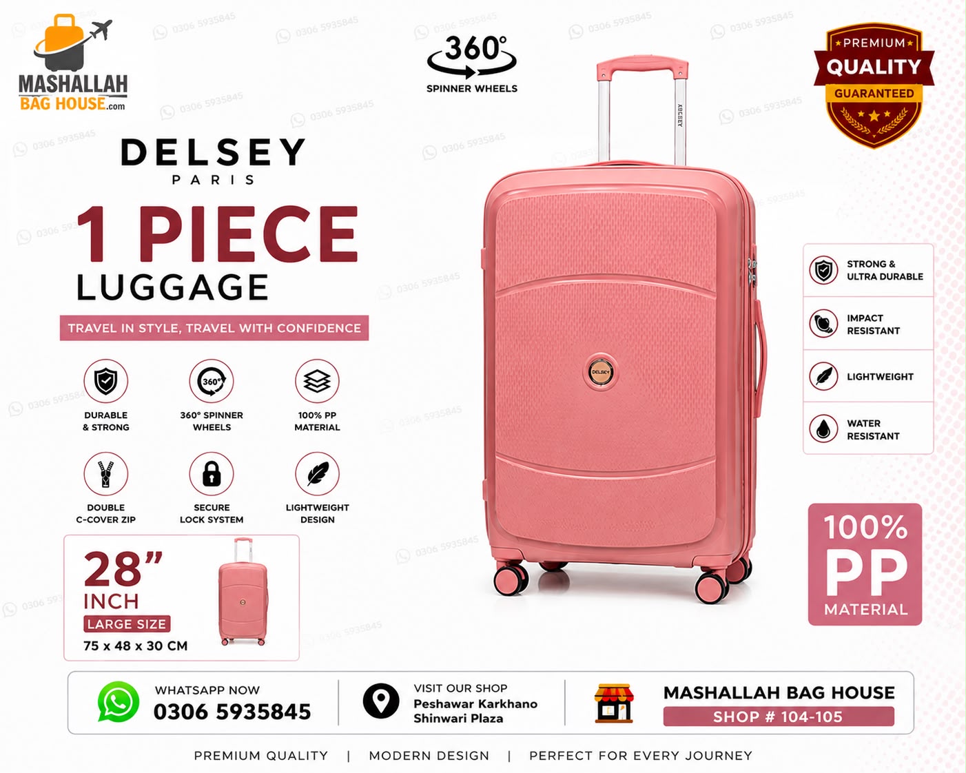 DELSEY Paris Premium 3 Piece PP Luggage Set