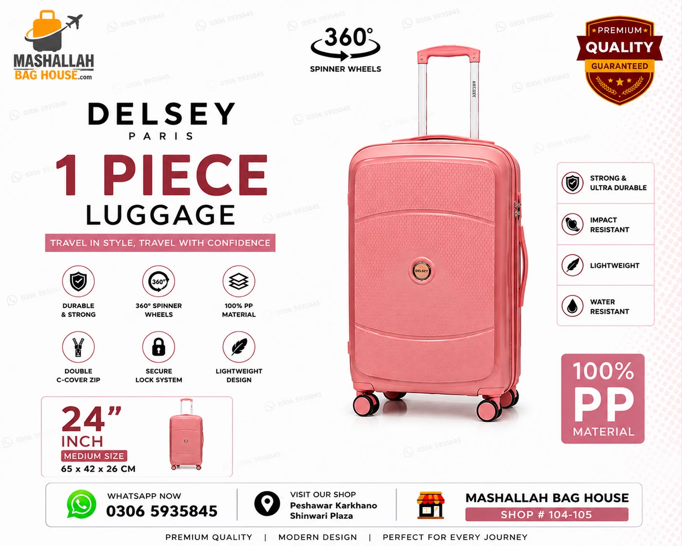DELSEY Paris Premium 3 Piece PP Luggage Set