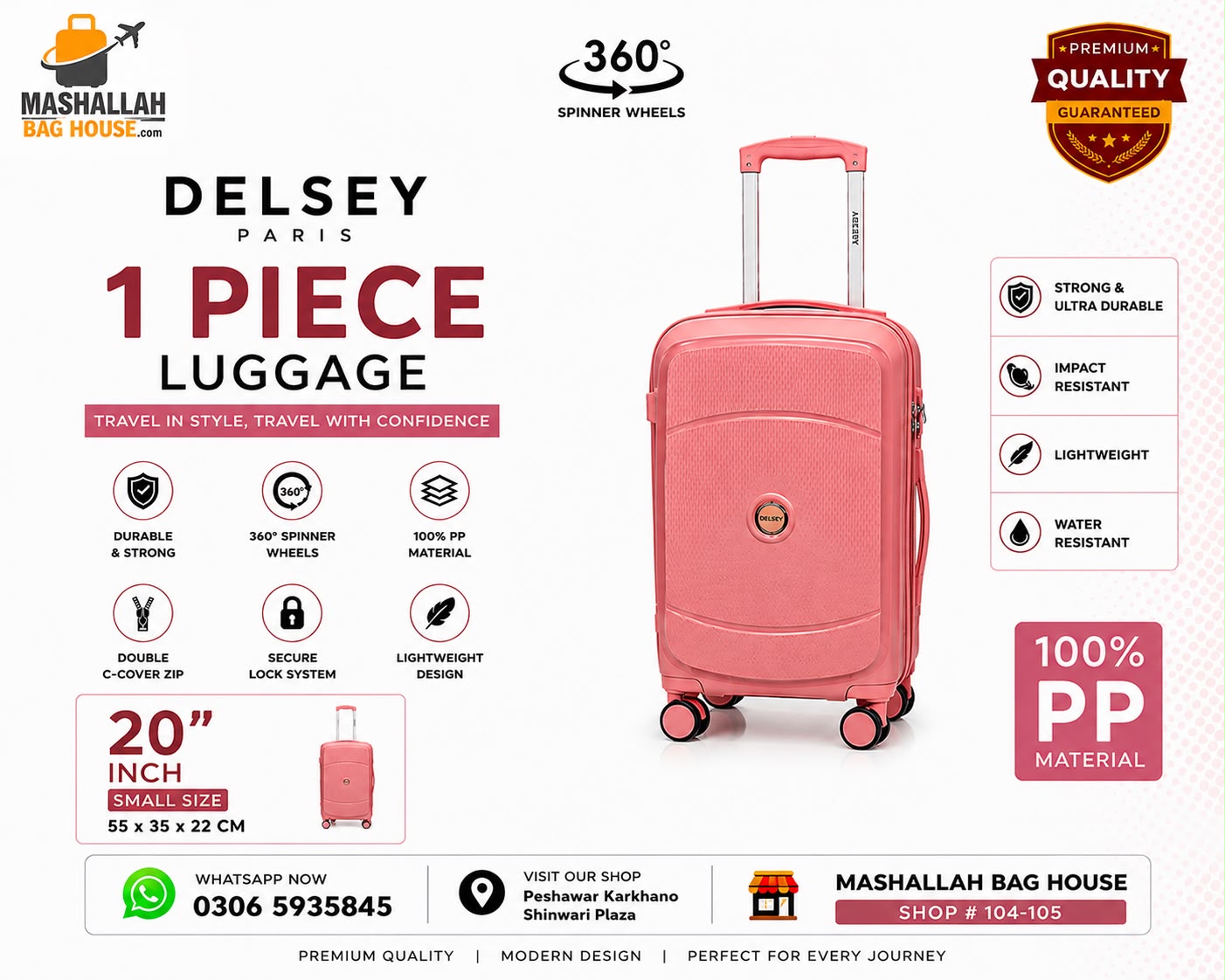 DELSEY Paris Premium 3 Piece PP Luggage Set
