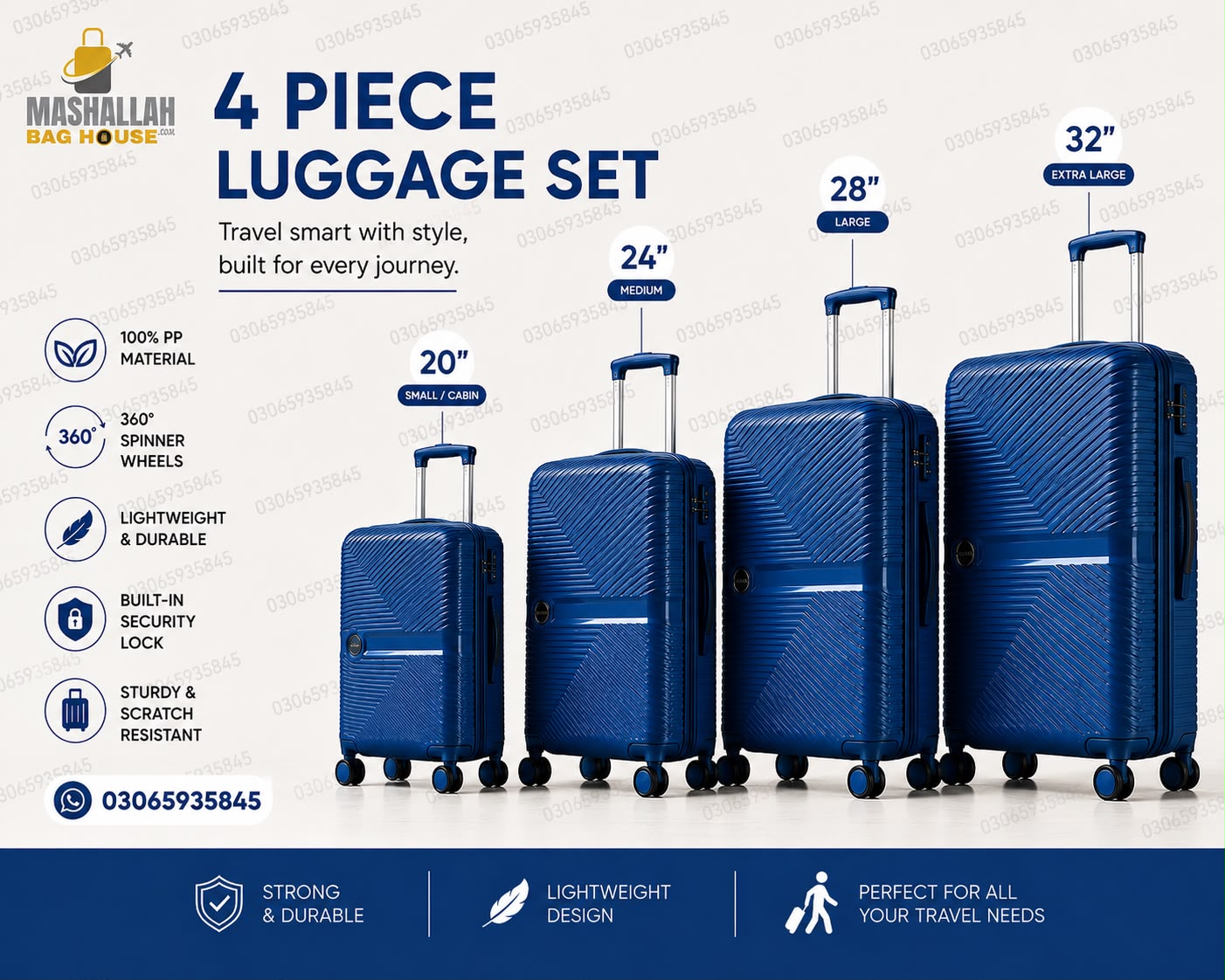 Leaves King 4 Piece PP Hard Shell Luggage Set