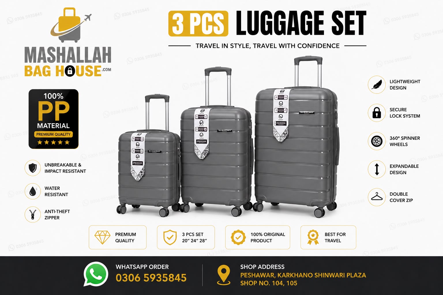 Burberry Luggage Set – Unbreakable Travel Suitcase