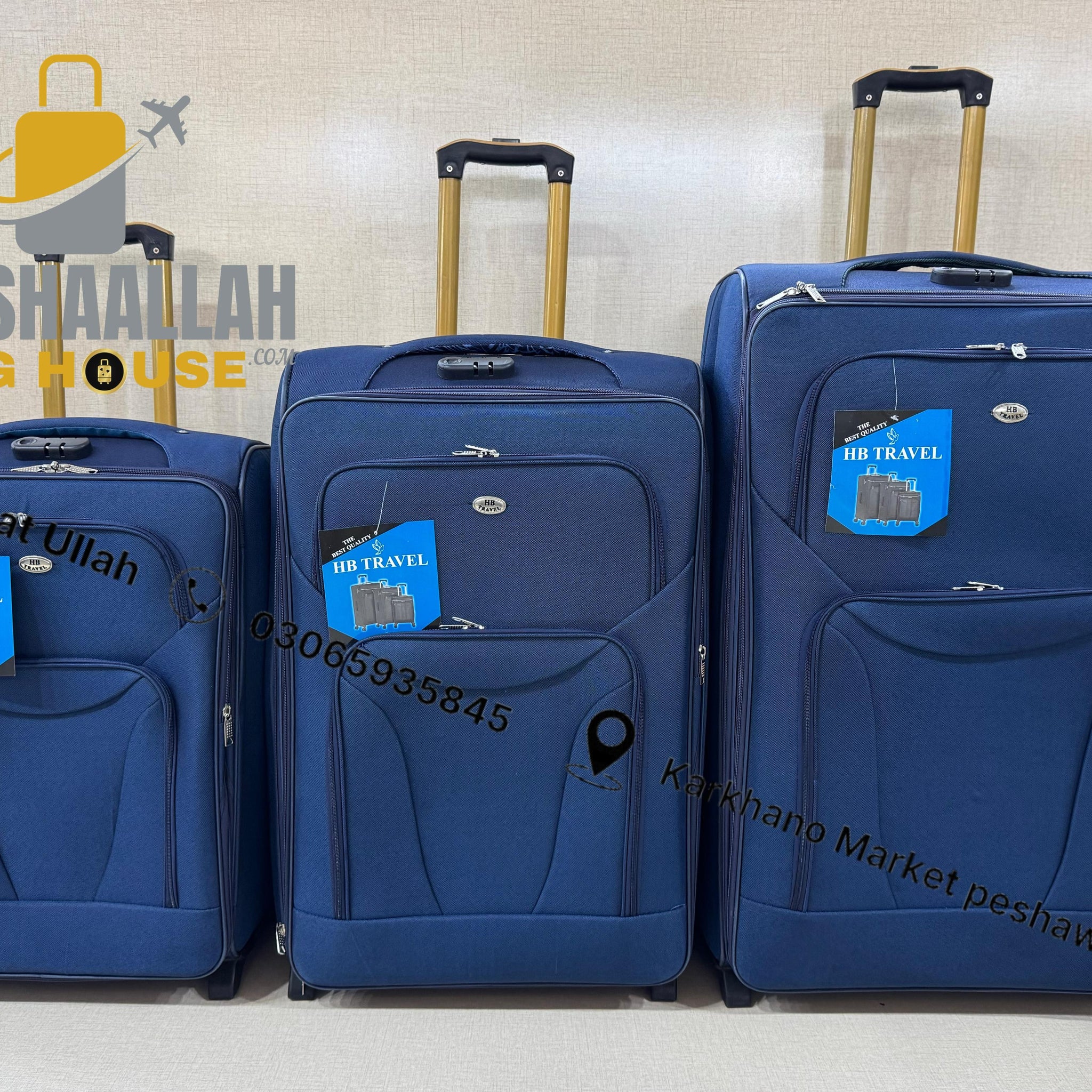 Important quality fabric 3 pics luggage set